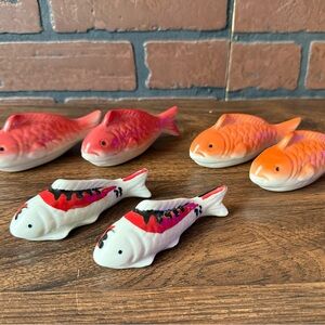 Source Unknown Ceramic Fish Figurines - Red, Orange, White